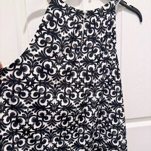 White House Black Market Black & White Scroll Print Sleeveless To